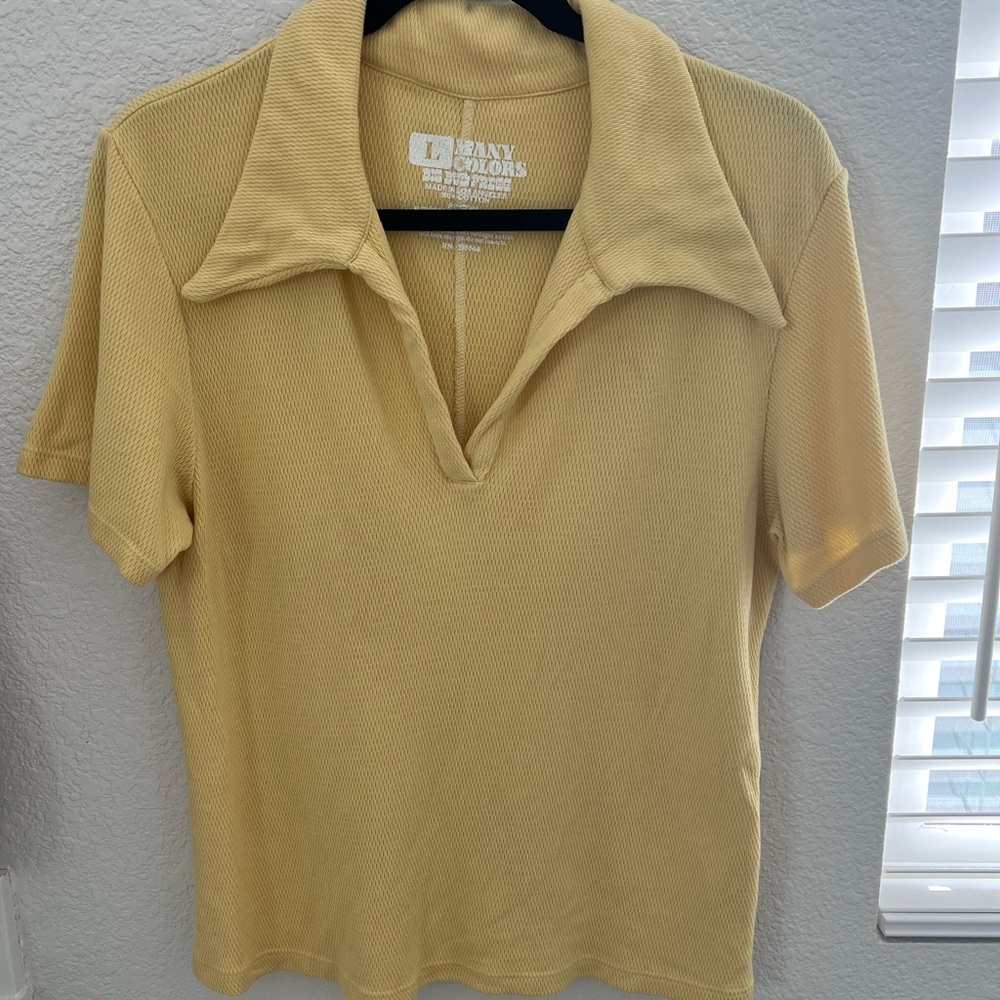 Big Bud Press Pale Yellow Short Sleeve Polo Top